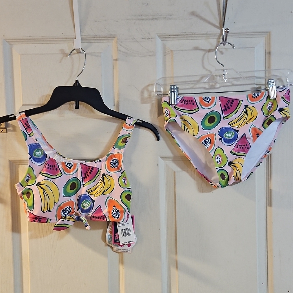 Andy & Evan Girls' Two-Piece Swimsuit: FRUIT PRINT: NEW WITH TAGS:SIZE L (12/14)
